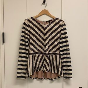 Navy white plum BCBG blouse size L